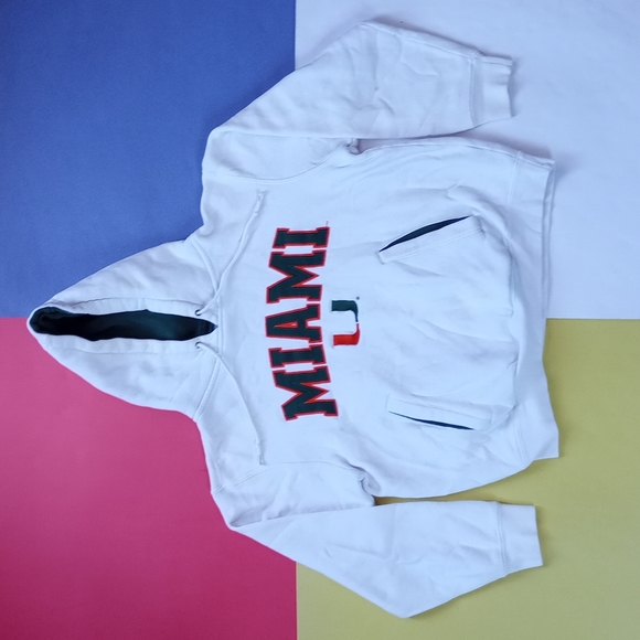 Men's Champs White Miami Hurricanes Arch & Logo Sweatshirt